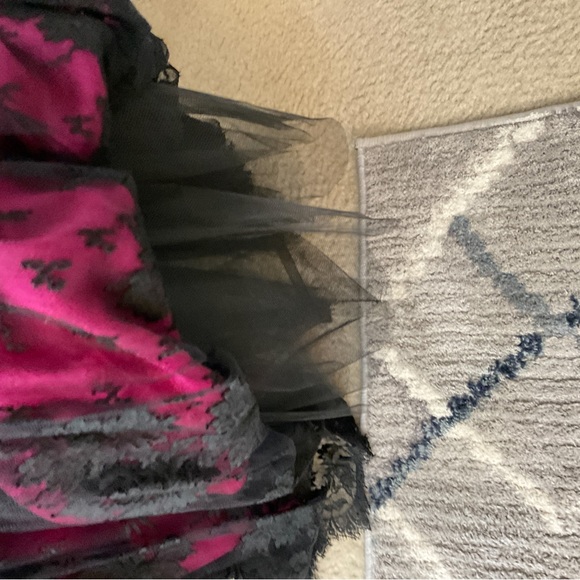 Vintage Sylvia Standig New York Silk and Lace Evening Dress Black Pink Size 2 - Picture 11 of 11